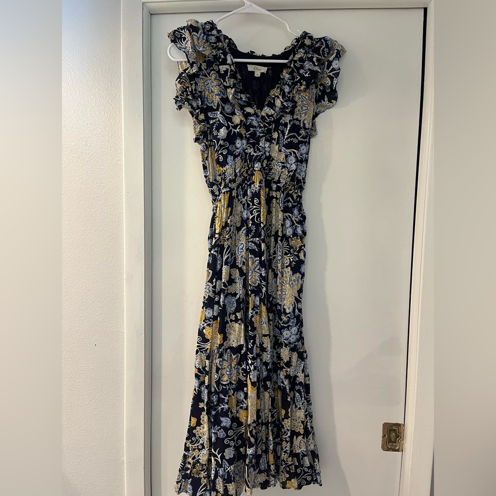 Blue and gold Paisley dress